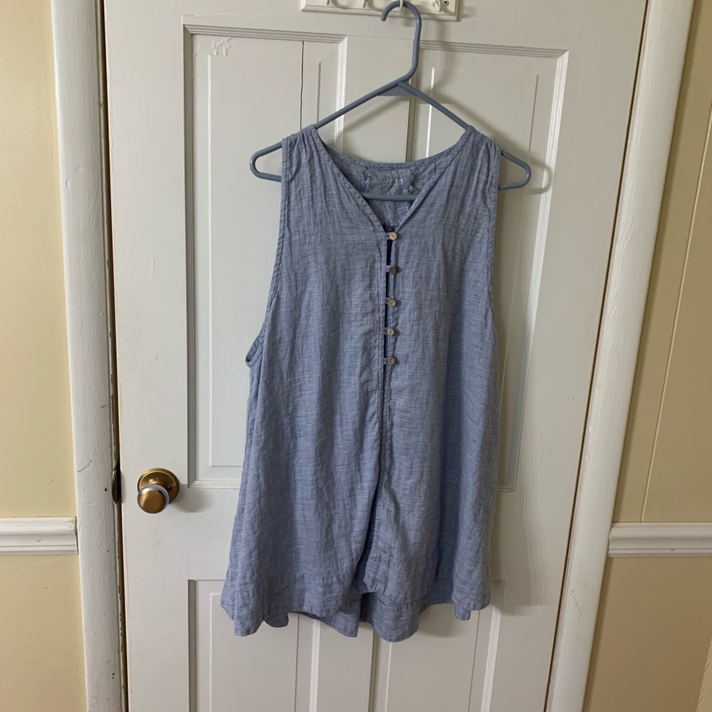 Yuvita Light Blue Sleeveless Button-Front Women's Tank Top